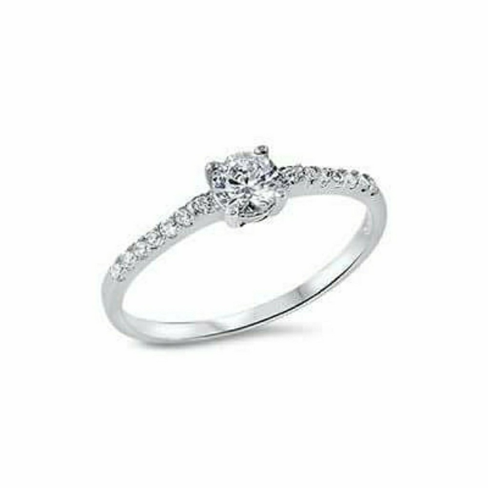 New Sterling Silver Cz Engagement/Wedding Ring